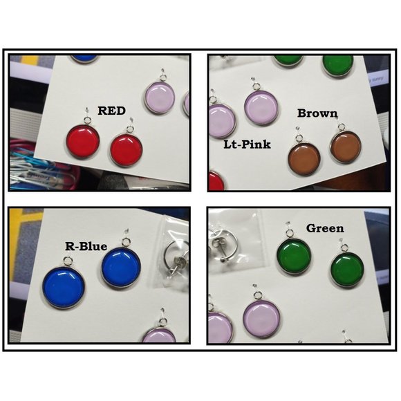 NEW Solid Color Charm Interchangeable Earrings 5 Pairs in Set Infused Glass - Picture 5 of 6